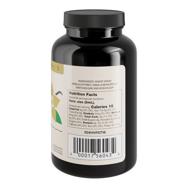 A black bottle of Hometown Provisions Vanilla Bean Paste with a label.