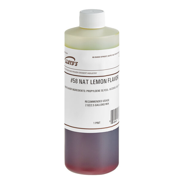 A white bottle of Lloyd's of Pennsylvania Lemon Hard Serve Ice Cream Flavoring with black text.