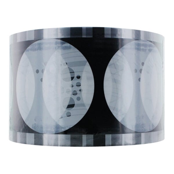 White sealing film with black circular pattern.
