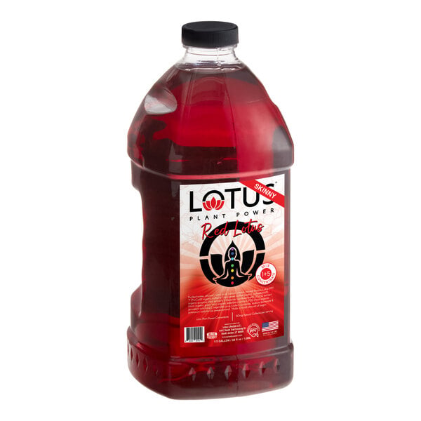 A 64 fl. oz. bottle of Lotus Plant Power Sugar-Free Red Lotus 5:1 Energy Concentrate.
