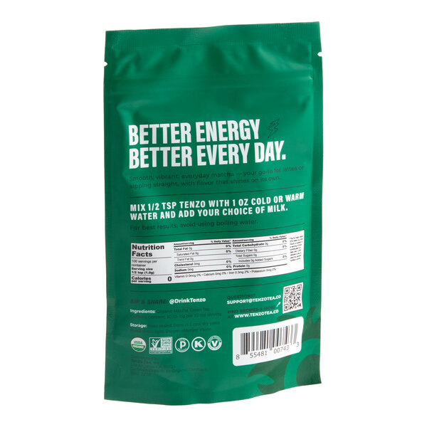 Tenzo Organic Ceremonial Matcha Green Tea Powder 100g (3.5 oz.) - 48/Case