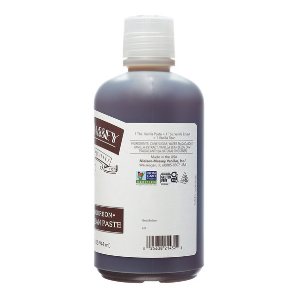 A bottle of Nielsen-Massey Madagascar Bourbon Vanilla Paste with a white label.