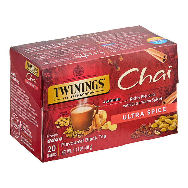 A case of 6 boxes of Twinings Ultra Spice Chai Tea Bags on a white background.