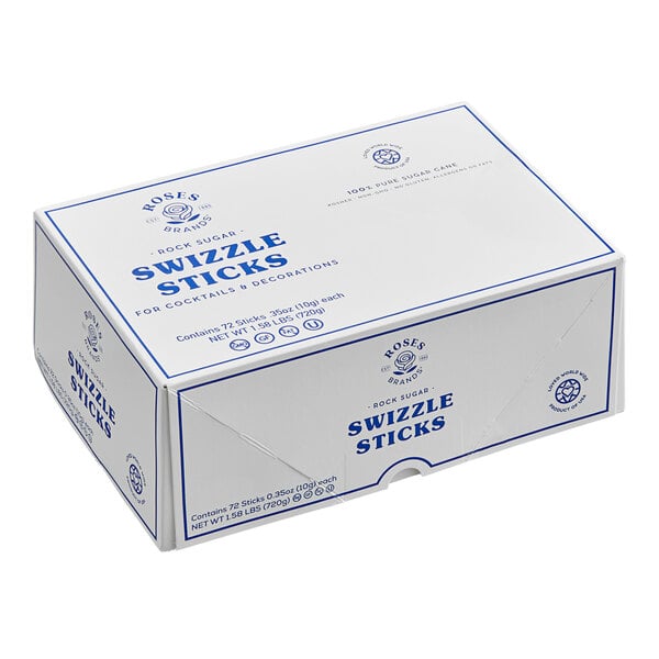 Roses Dryden and Palmer White Unwrapped Rock Candy Swizzle Stick - 288/Case