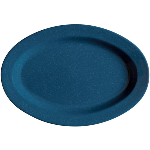 A Texas Blue oval platter with a white background.