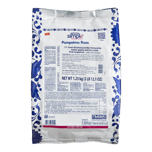 Fabbri 1.25 kg Pink Grapefruit Simple One-Step Soft Serve / Frozen Dessert Mix - 12/Case