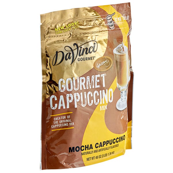A bag of DaVinci Gourmet Mocha Cappuccino mix.