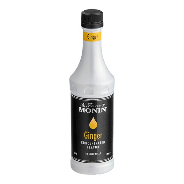 A bottle of Monin Ginger Concentrated Flavor in a 375 mL size.