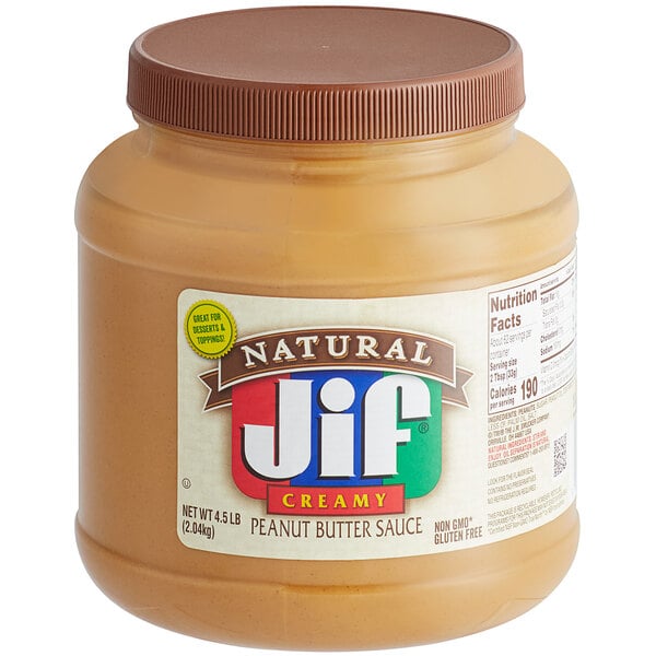 A case of 6 jars of Jif Natural Creamy Peanut Butter sauce.