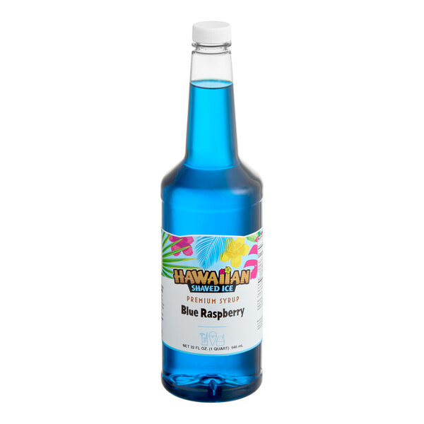 Hawaiian Shaved Ice Blue Raspberry Snow Cone Syrup 32 fl. oz. - 12/Case