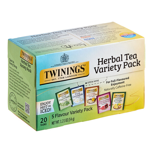 A case of Twinings assorted herbal tea bags.