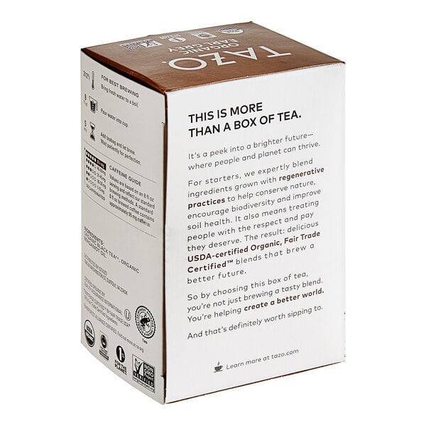 A white box of Tazo Organic Earl Grey Tea Bags with black text on a white background.
