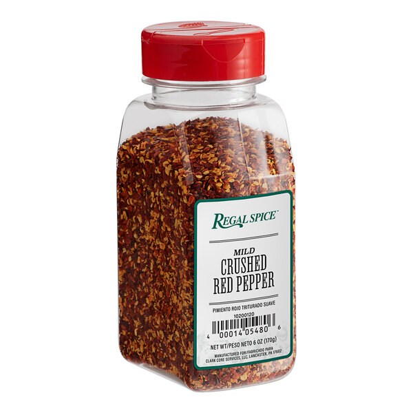 A case of 12 Regal Mild Crushed Red Pepper jars.