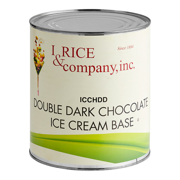 A white #10 can of I. Rice Double Dark Chocolate Hard Serve Ice Cream Base.