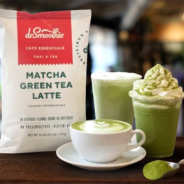 Dr. Smoothie Cafe Essentials Matcha Green Tea Latte Beverage Mix 3.5 lb. - 5/Case