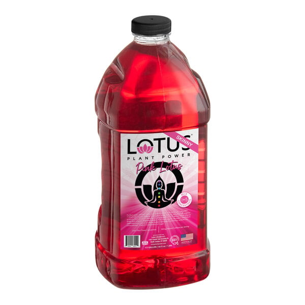 A large 64 fl. oz. bottle of Lotus Plant Power Sugar-Free Pink Lotus 5:1 Energy Concentrate.