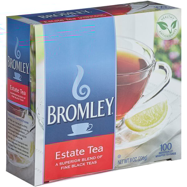 A Bromley Estate tea box on a white background.