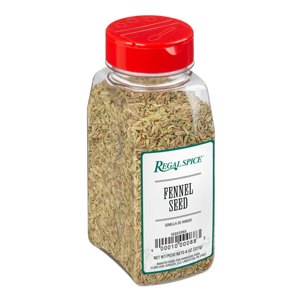 A case of 12 containers of Regal Fennel Seed on a white background.