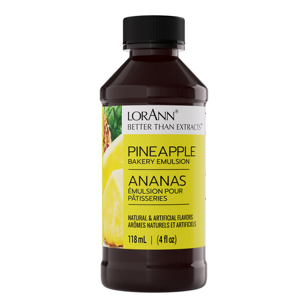A 4 fl. oz. bottle of LorAnn Oils Pineapple Bakery Emulsion.