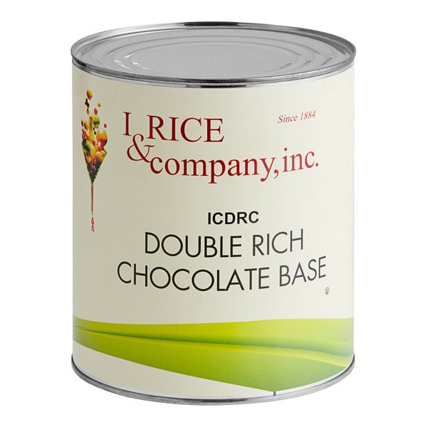 A white #10 can of I. Rice Rich Double Chocolate Hard Serve Ice Cream Base.