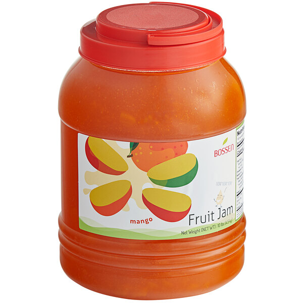 A case of four Bossen Mango Fruit Jam jars with lids.