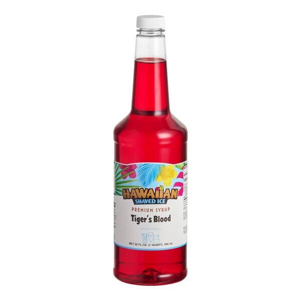 Hawaiian Shaved Ice Tiger's Blood Snow Cone Syrup 32 fl. oz. - 12/Case