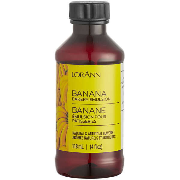 A close up of a case of 6 LorAnn Oils Banana Bakery Emulsion bottles.