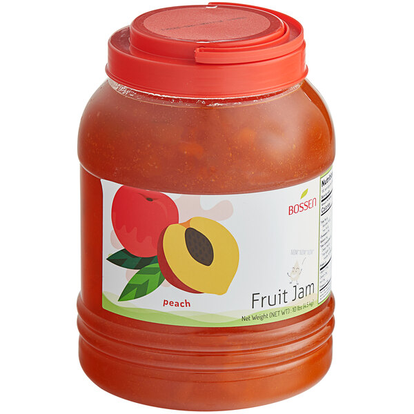 A case of Bossen Peach Fruit Jam jars.