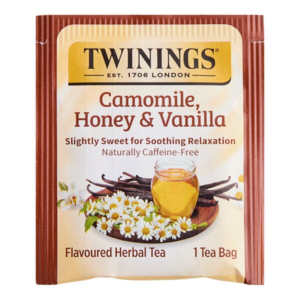 A package of Twinings Chamomile, Honey & Vanilla tea bags.