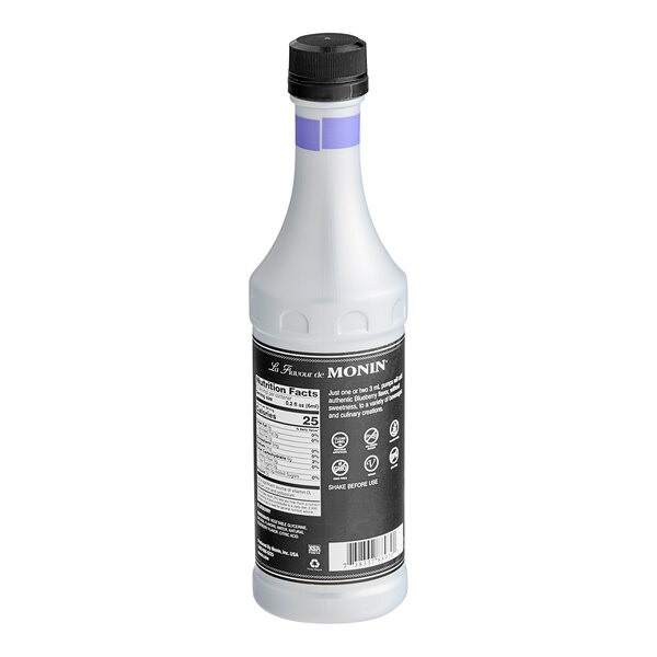 A 375 mL bottle of Monin Blueberry Concentrated Flavor.
