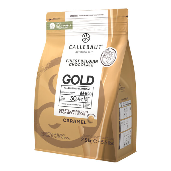Callebaut Gold Caramelized White Chocolate Callets™ 5.5 lb. - 4/Case