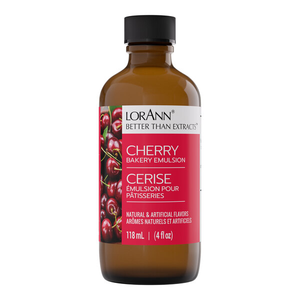 A 4 fl. oz. bottle of LorAnn cherry bakery emulsion.