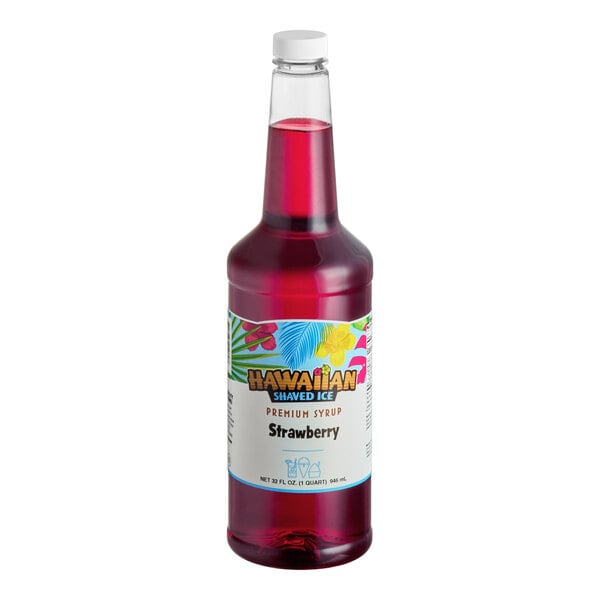 Hawaiian Shaved Ice Strawberry Snow Cone Syrup 32 fl. oz. - 12/Case