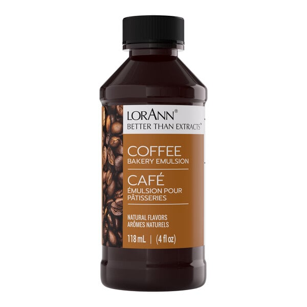 A 4 fl. oz. bottle of LorAnn Oils all-natural coffee bakery emulsion.