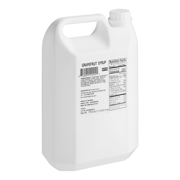 A white plastic jug of Fanale Grapefruit Concentrated Syrup.