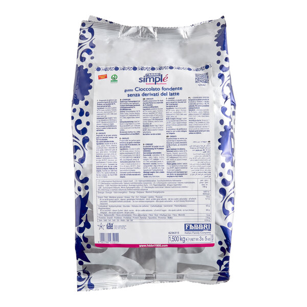 Fabbri 1.5 kg Dark Chocolate Simple One-Step Soft Serve / Frozen Dessert Mix - 10/Case