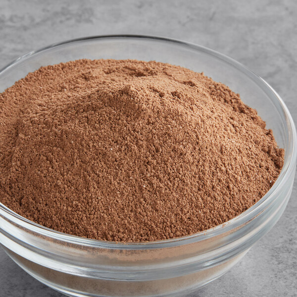 A bowl of Ghirardelli Mocha hot cocoa mix powder.
