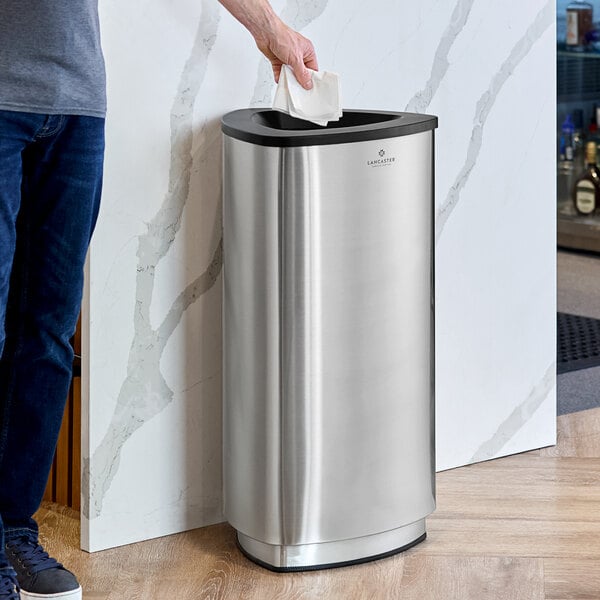 Lancaster Table & Seating 11 Gallon Stainless Steel Triangular Decorative Trash Can