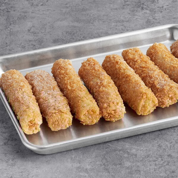 A tray of Crunch Factory Banana Pepper Crunch Rolls.