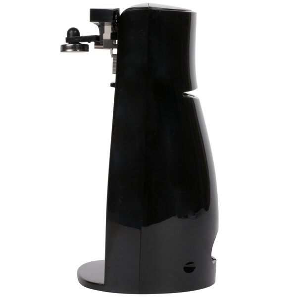 A black Proctor Silex electric can opener on a white counter.