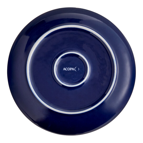 An Acopa Keystone 8 1/2 inch Azora blue porcelain coupe plate.