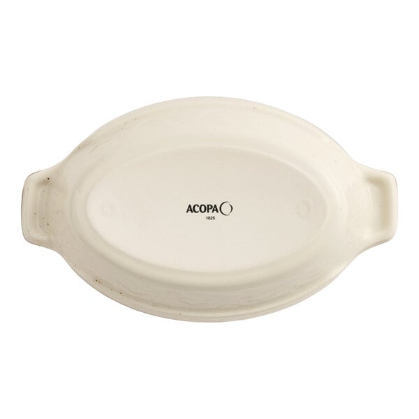 Acopa Keystone 18 oz. Vanilla Bean Porcelain Oval Baker / Casserole Dish - 24/Case