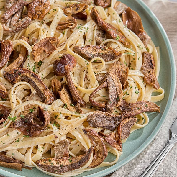 A plate of pasta with Urbani Truffles dried porcini mushrooms.