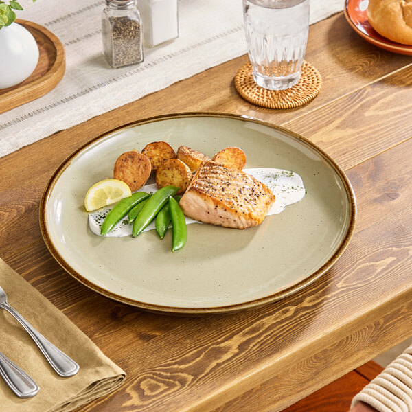 Acopa Keystone 12 1/2" Granite Gray Porcelain Coupe Plate - 12/Case