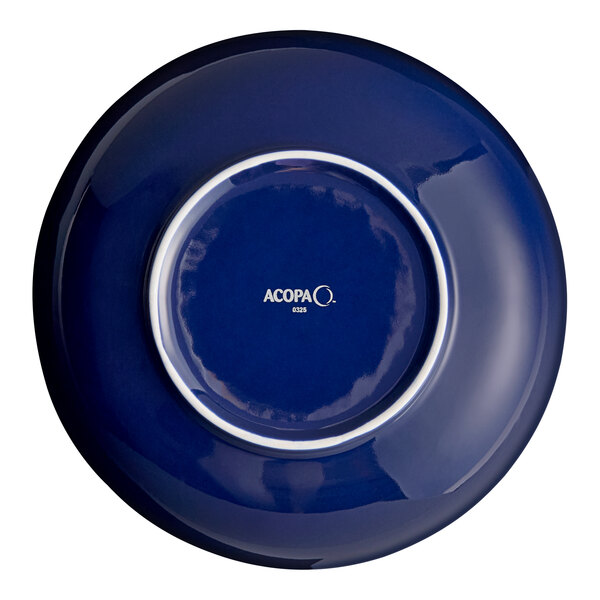 An Acopa Keystone Azora blue porcelain bowl with a white rim.