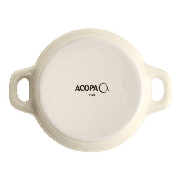 Acopa Keystone 8 oz. Vanilla Bean Porcelain Mini Casserole Dish with Lid - 24/Case