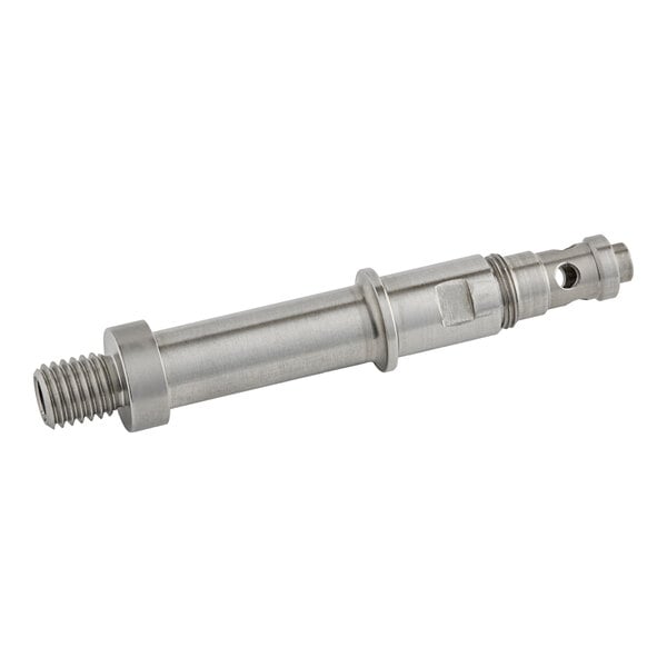 A stainless steel MainStreet Equipment bottom distributor shaft with a screw.