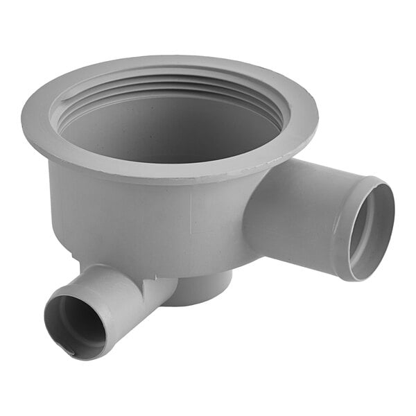 A grey plastic pipe with two holes.