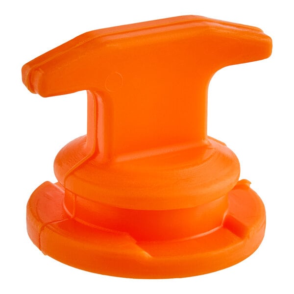 An orange plastic cap with an Avantco Ice logo on top.