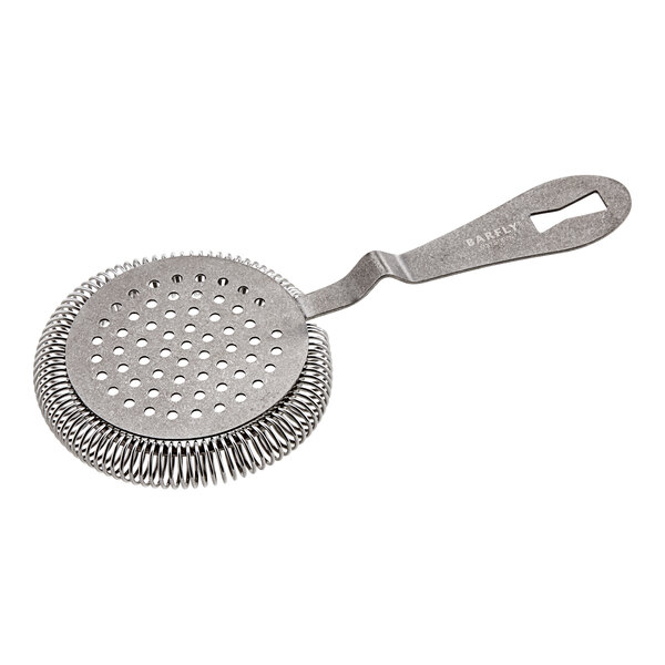 A Barfly Deluxe Vintage Hawthorne Strainer with a handle and holes.